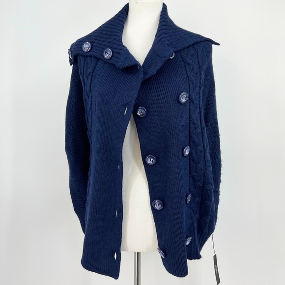 Cape Sweater Women's Sz Large Blue Vertigo Paris Cardigan - Picture 5 of 11